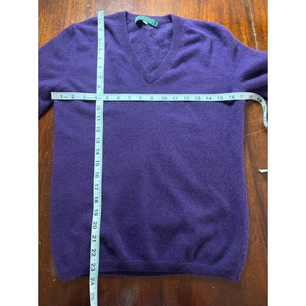 House of Edinburgh Womens Cashmere V-Neck Sweater M Purple Classic Long Sleeve - Picture 5 of 7